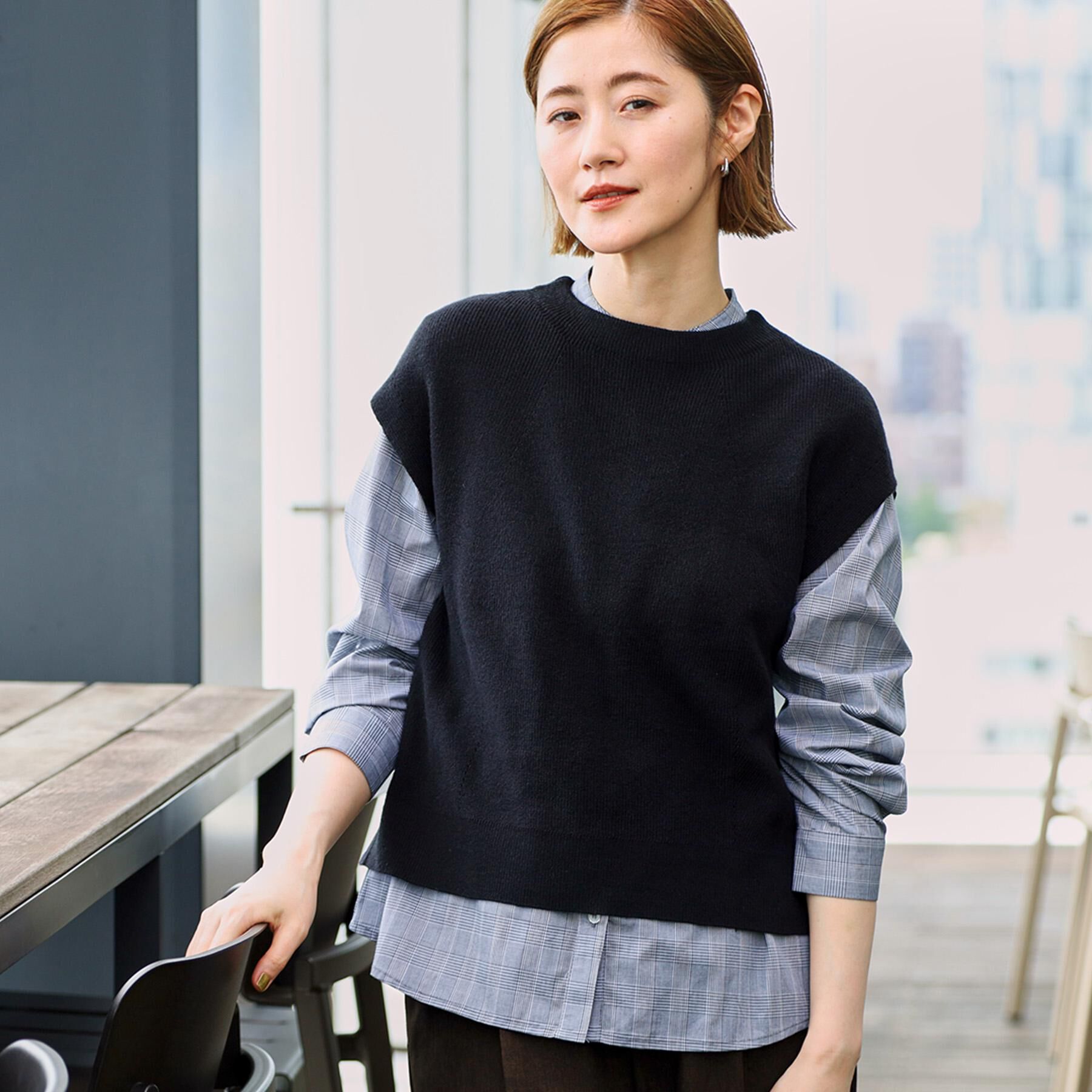 grove「【時短・着回し】ニットベスト&times;シャツSET」|その他|