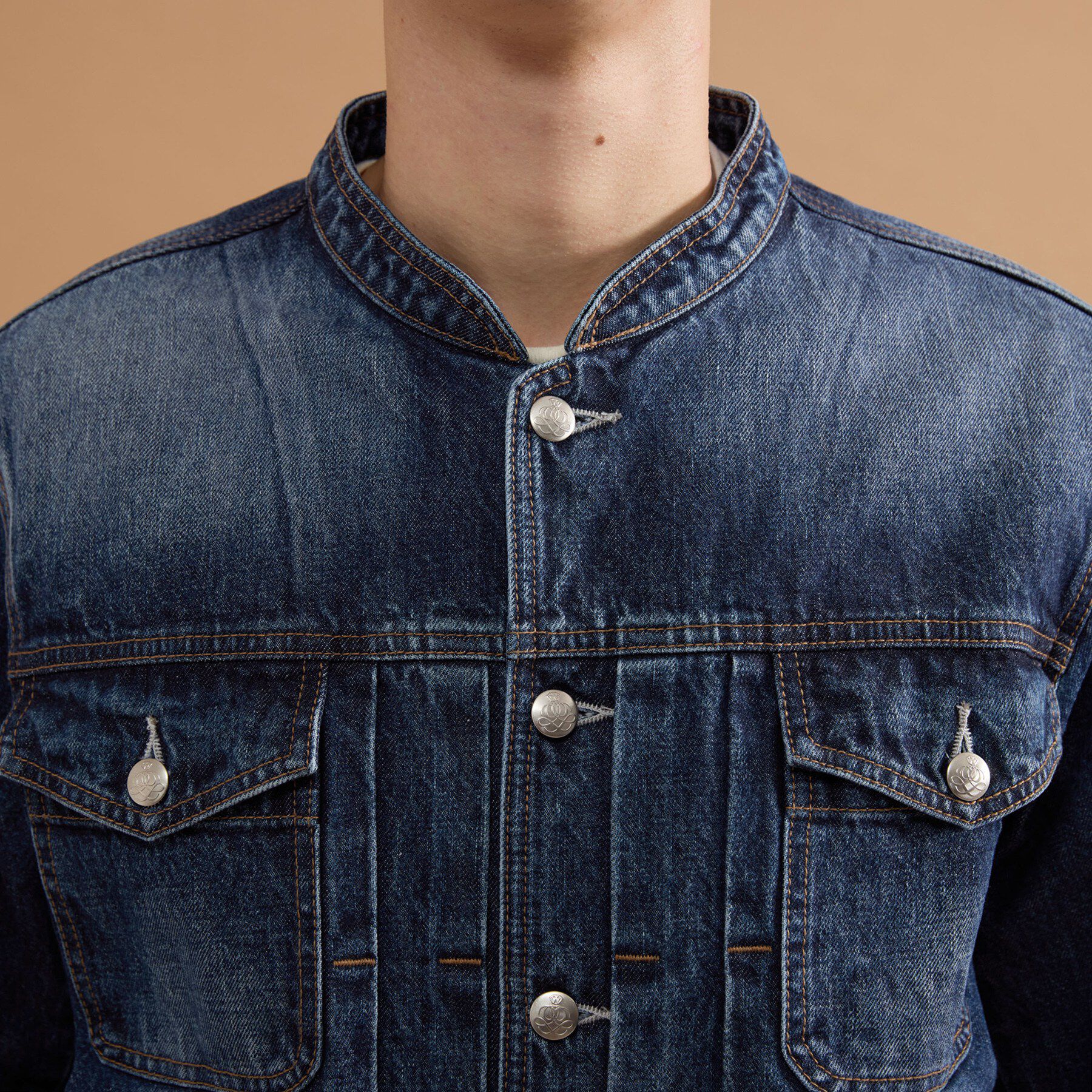 40CARATS&525「【525DENIM】14ozデニム ノーカラーGジャン」|ブルゾン・スタジャン|