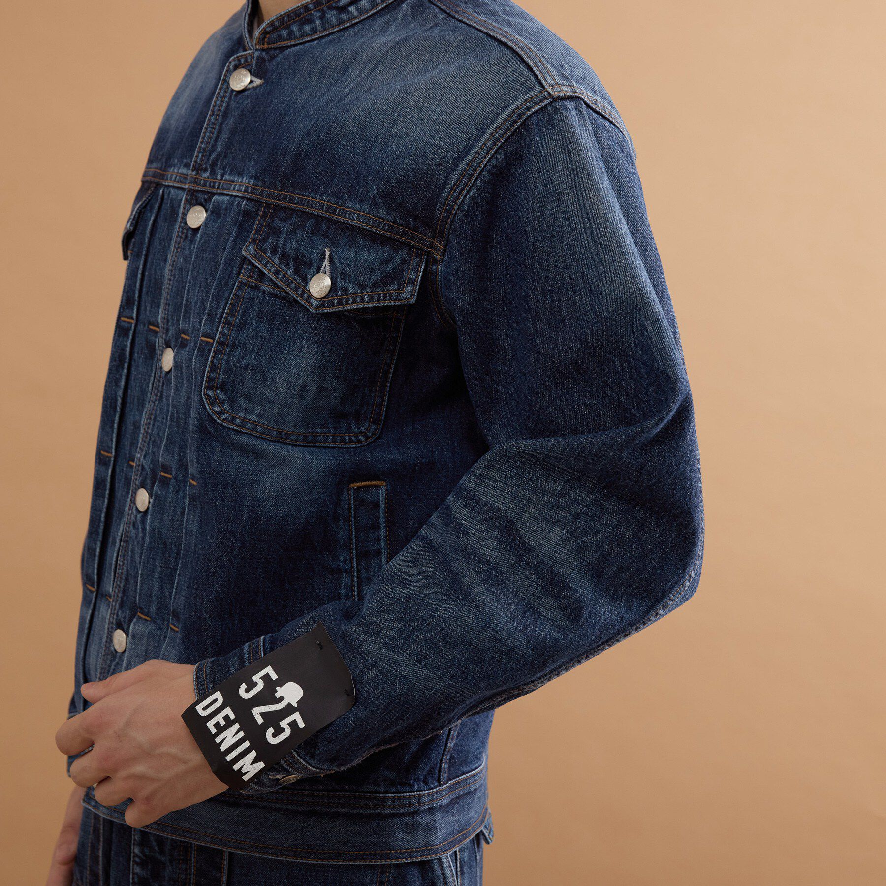40CARATS&525「【525DENIM】14ozデニム ノーカラーGジャン」|ブルゾン・スタジャン|