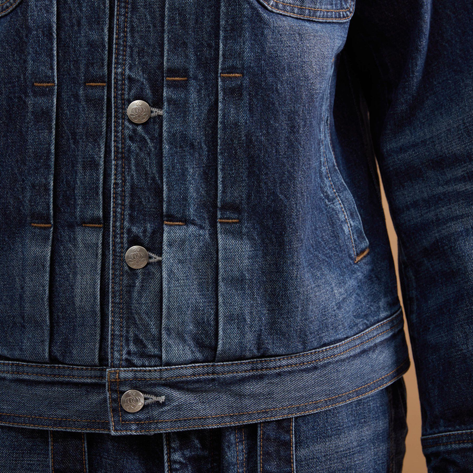 40CARATS&525「【525DENIM】14ozデニム ノーカラーGジャン」|ブルゾン・スタジャン|