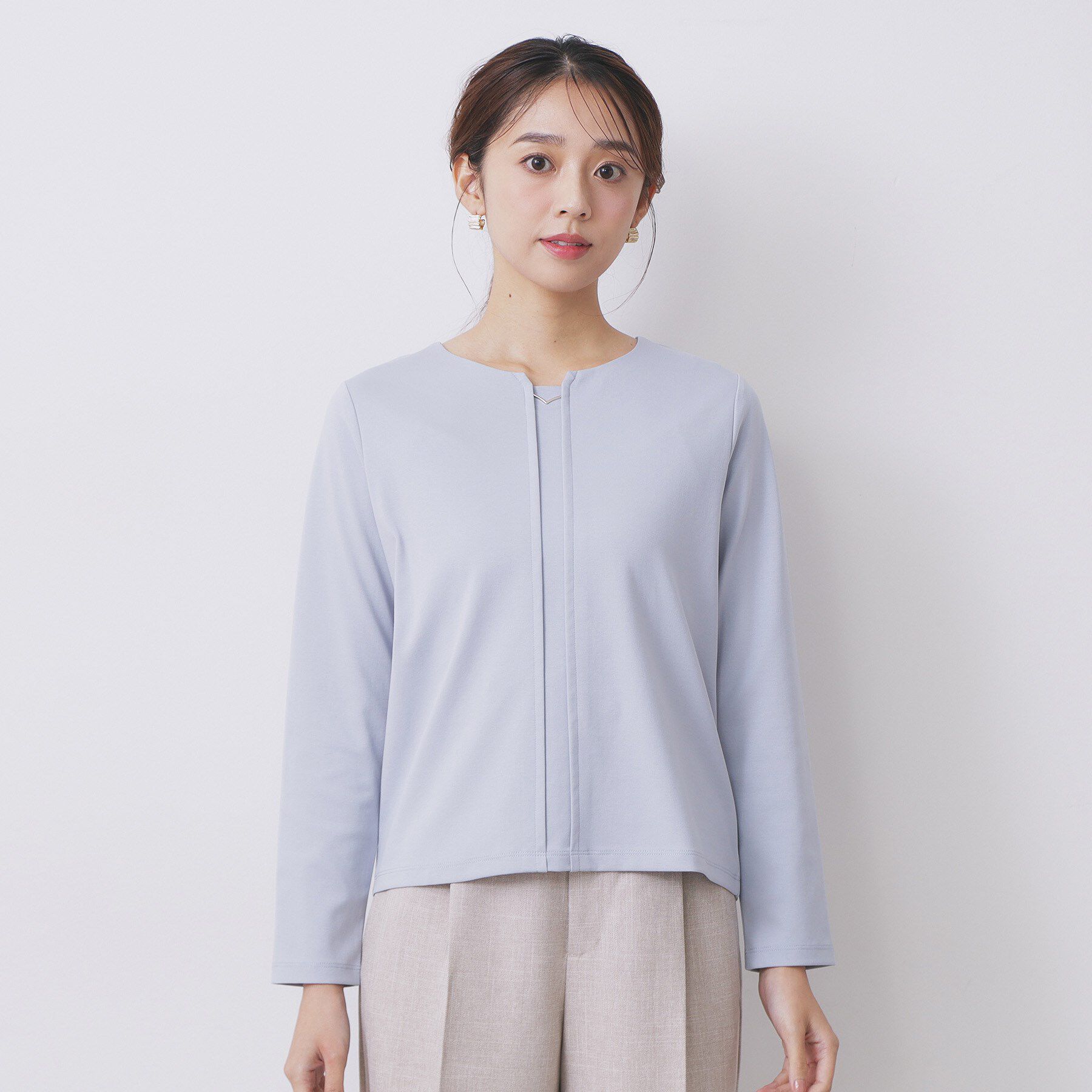 index「フロントタックモチーフポンチトップス【洗濯機OK】」|Tシャツ・カットソー|