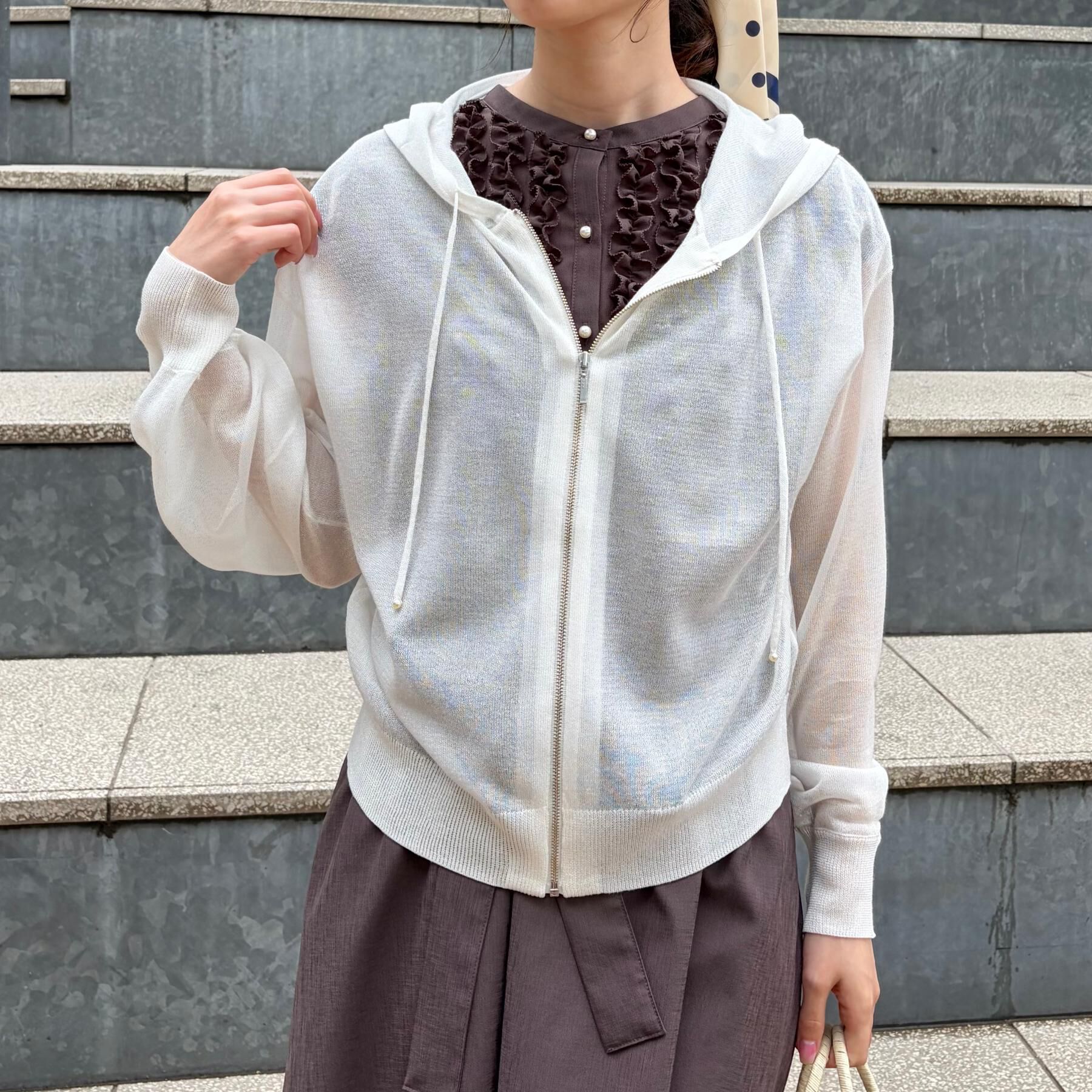 Couture broach「【洗える】LEVITAジップアップフーディー」|カーディガン|