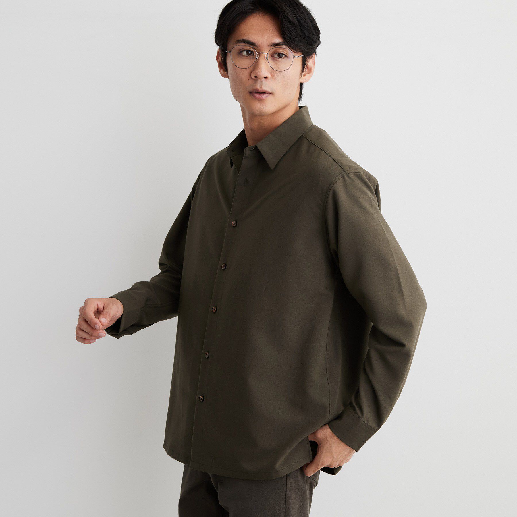 THE SHOP TK「【洗濯機OK】ウールライク 長袖シャツ」|シャツ・ブラウス|