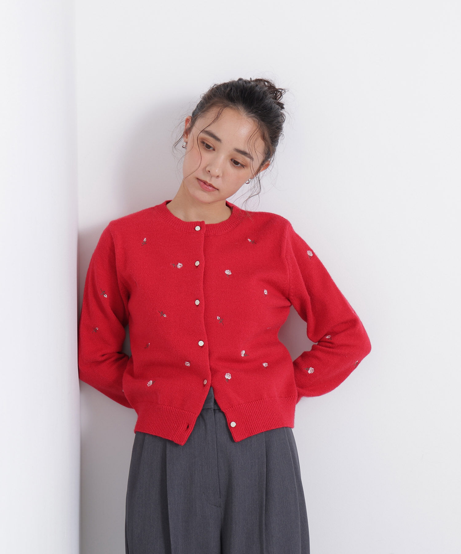  「〈N.〉ローズ刺繍カーディガン」|ニット・セーター|
