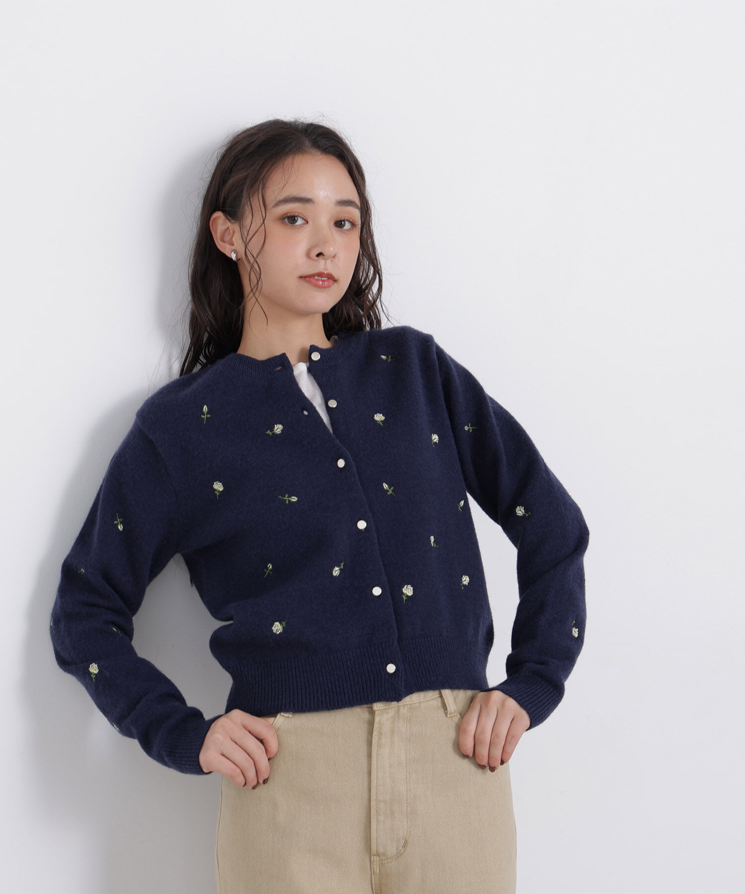  「〈N.〉ローズ刺繍カーディガン」|ニット・セーター|