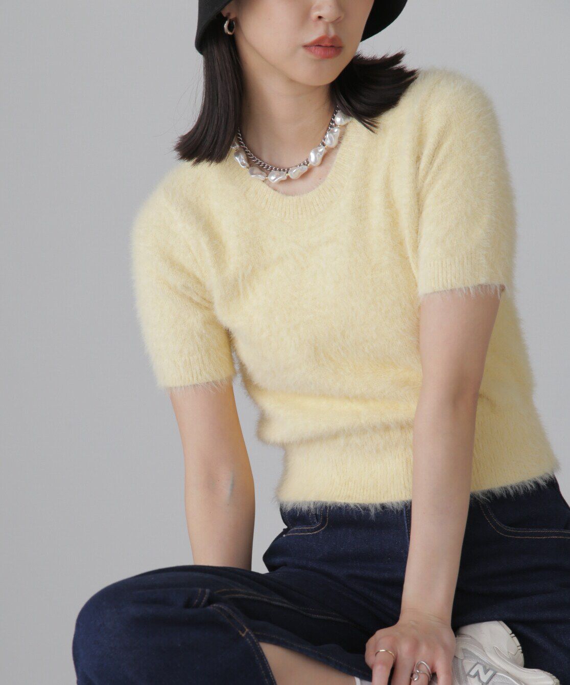  「シャギー半袖ニット」|ニット・セーター|