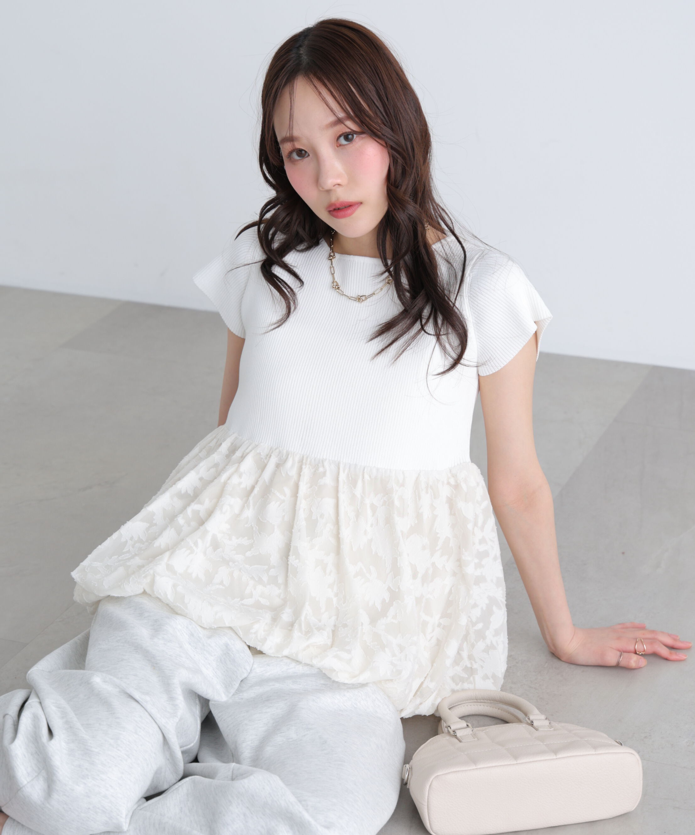  「シアージャガードドッキング半袖ニット〈MFM〉」|ニット・セーター|オフシロ