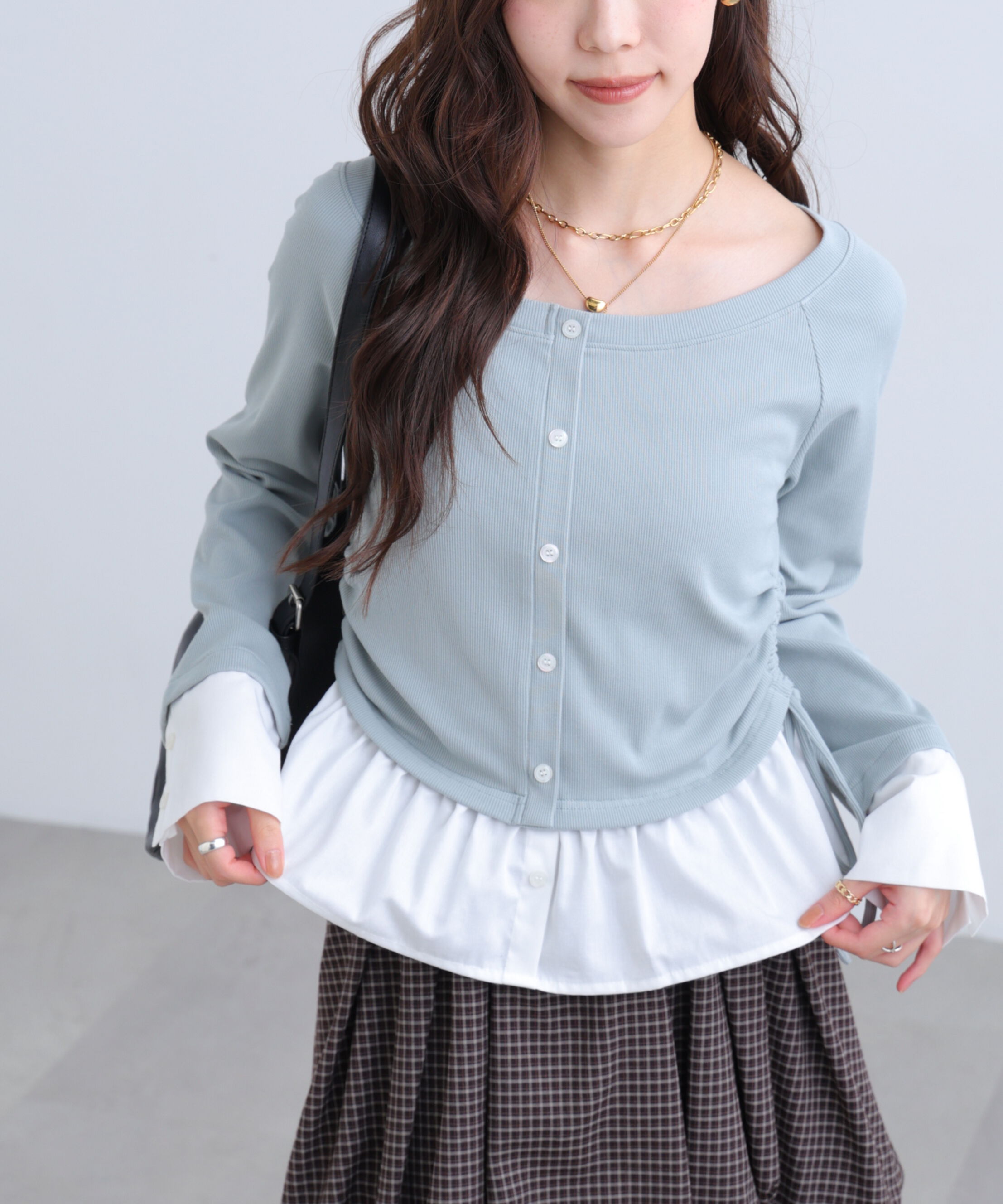 「布帛ドッキングサイドシャーリングカットソー」|Tシャツ・カットソー|