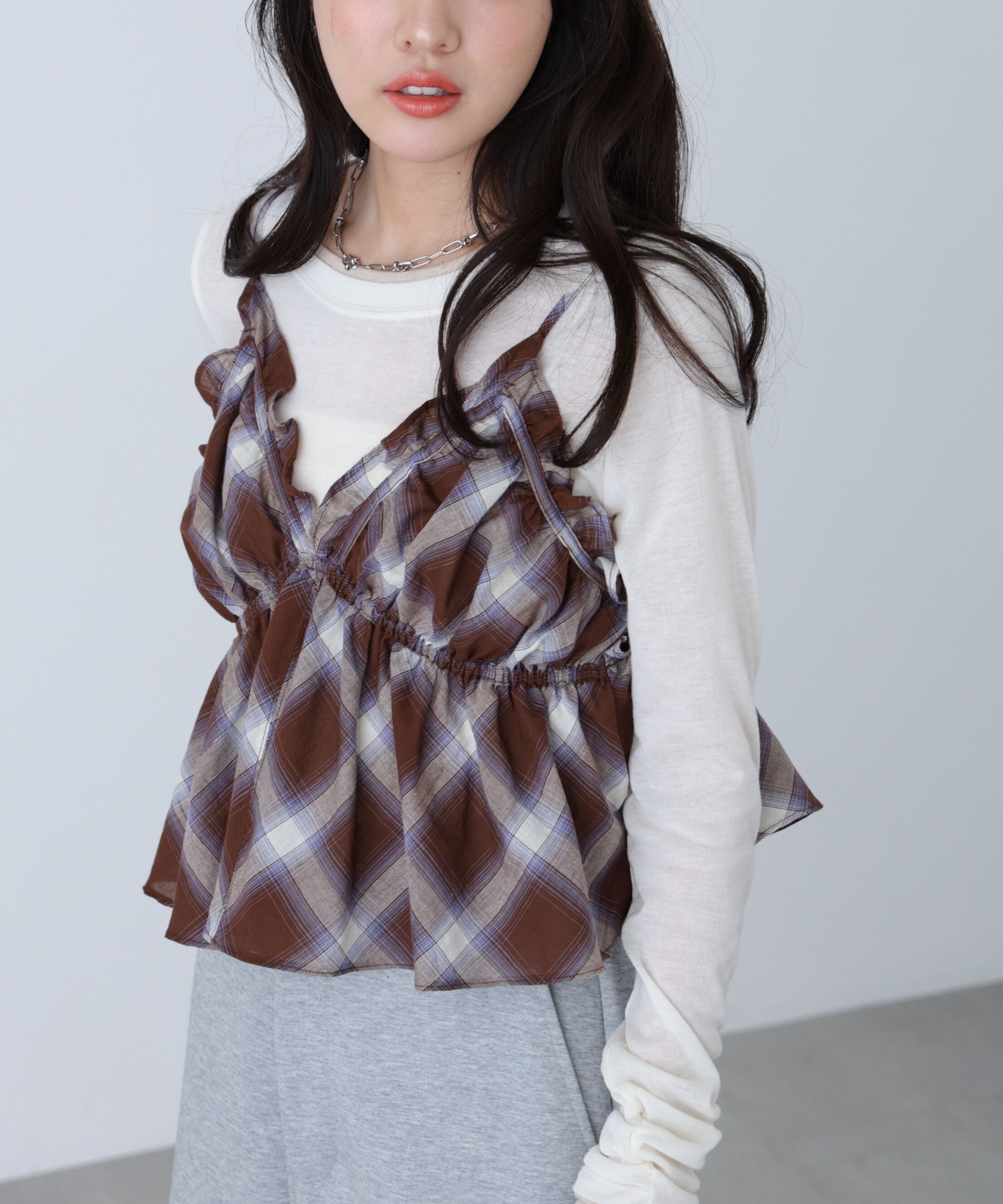  「〈MFM〉バイアスチェックビスチェ」|シャツ・ブラウス|