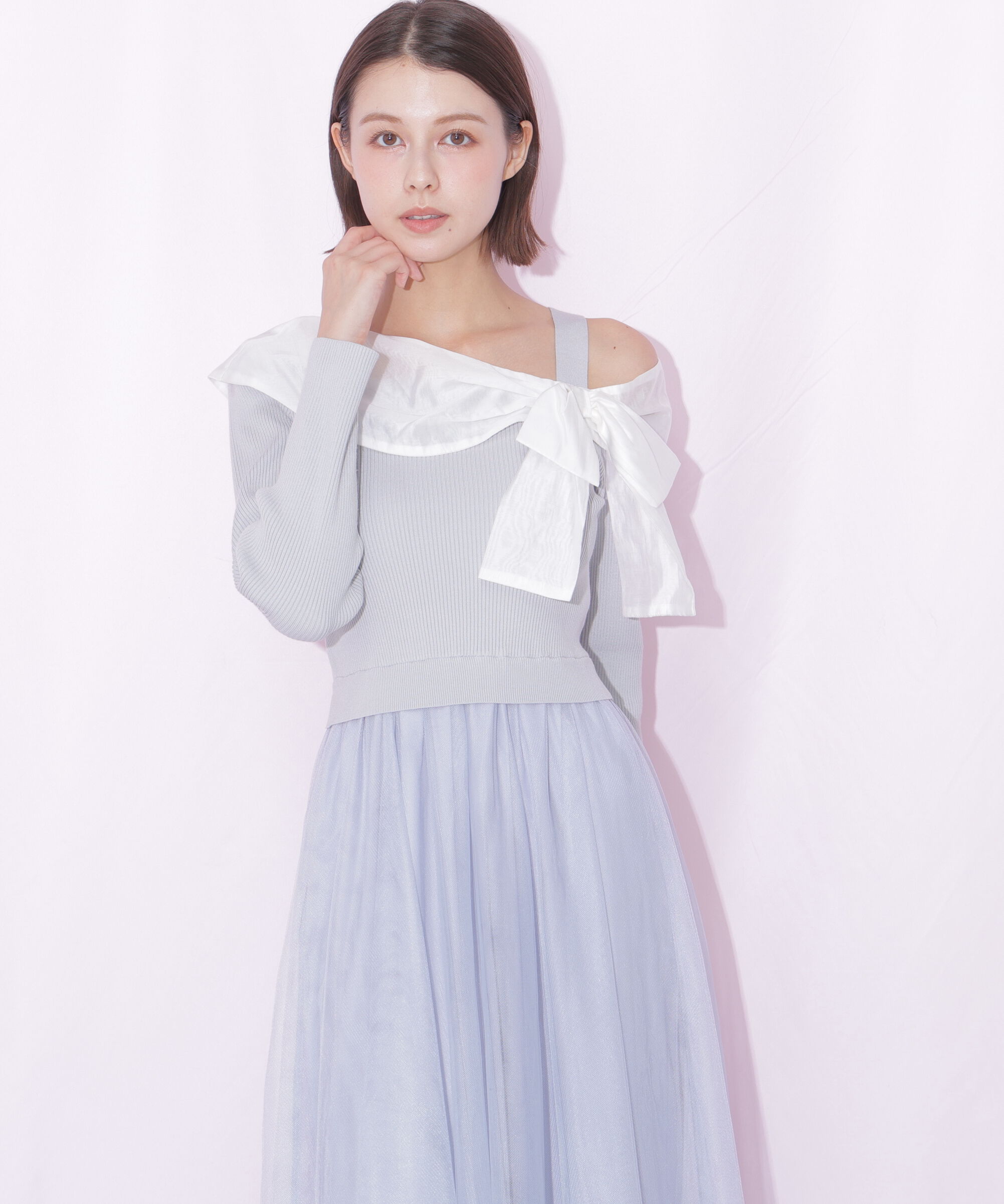  「アシメリボンドッキングワンピース」|ワンピース|