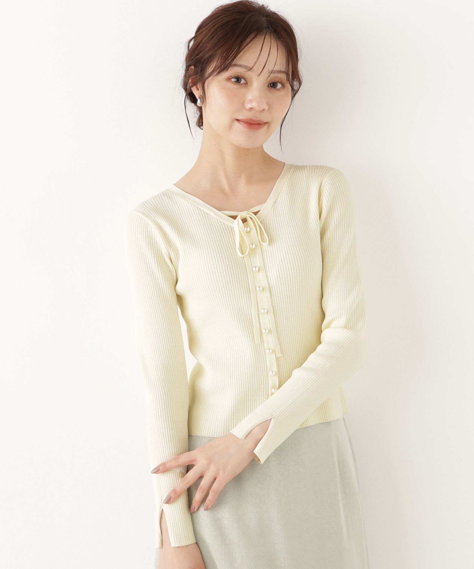 PROPORTION BODY DRESSING「パール付きリボンニット」|ニット・セーター|