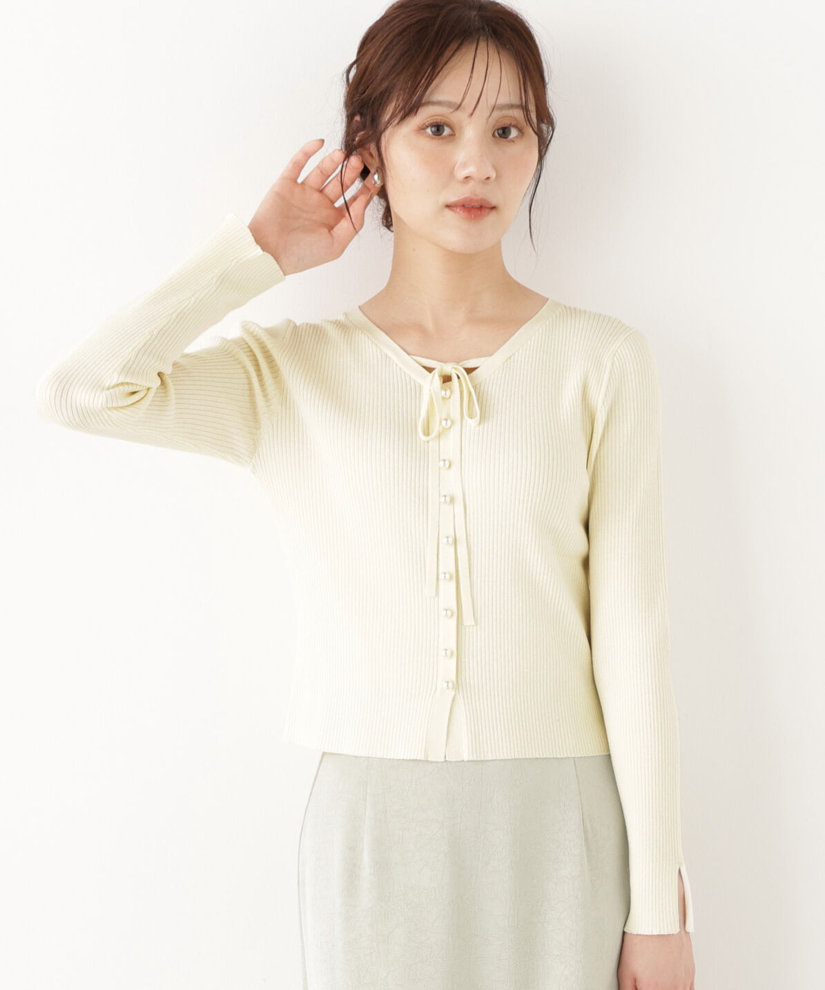 PROPORTION BODY DRESSING「パール付きリボンニット」|ニット・セーター|