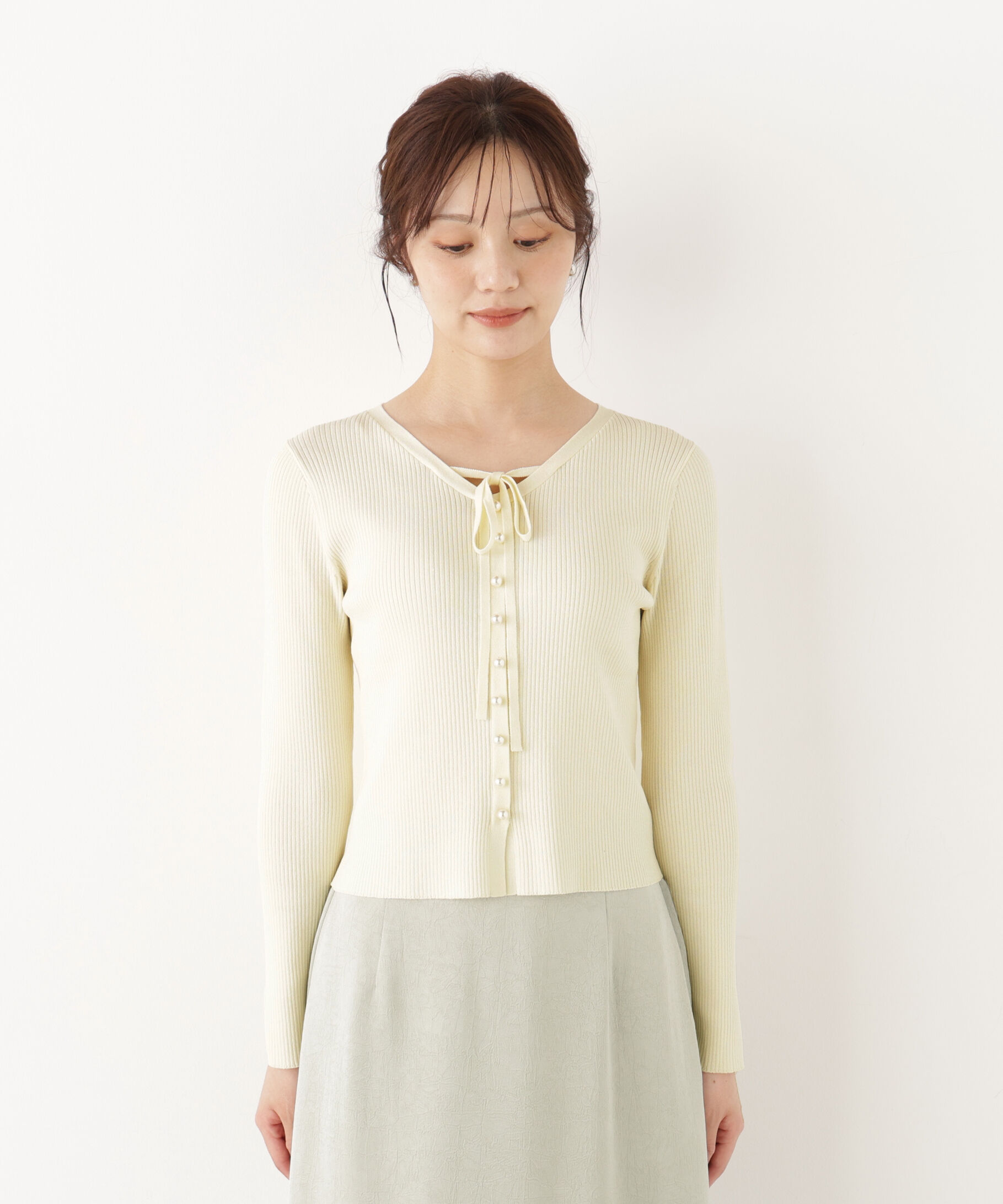 PROPORTION BODY DRESSING「パール付きリボンニット」|ニット・セーター|
