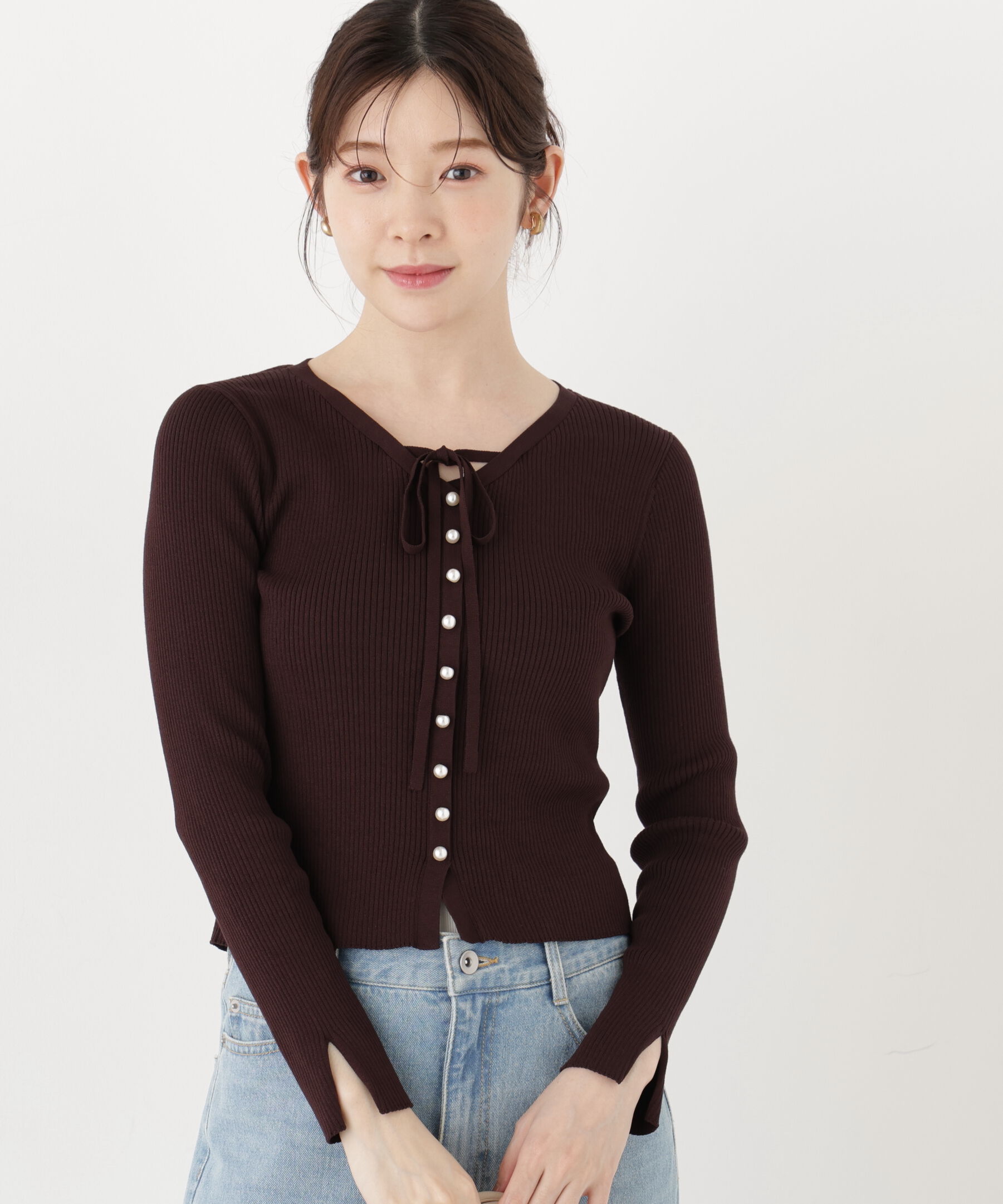 PROPORTION BODY DRESSING「パール付きリボンニット」|ニット・セーター|
