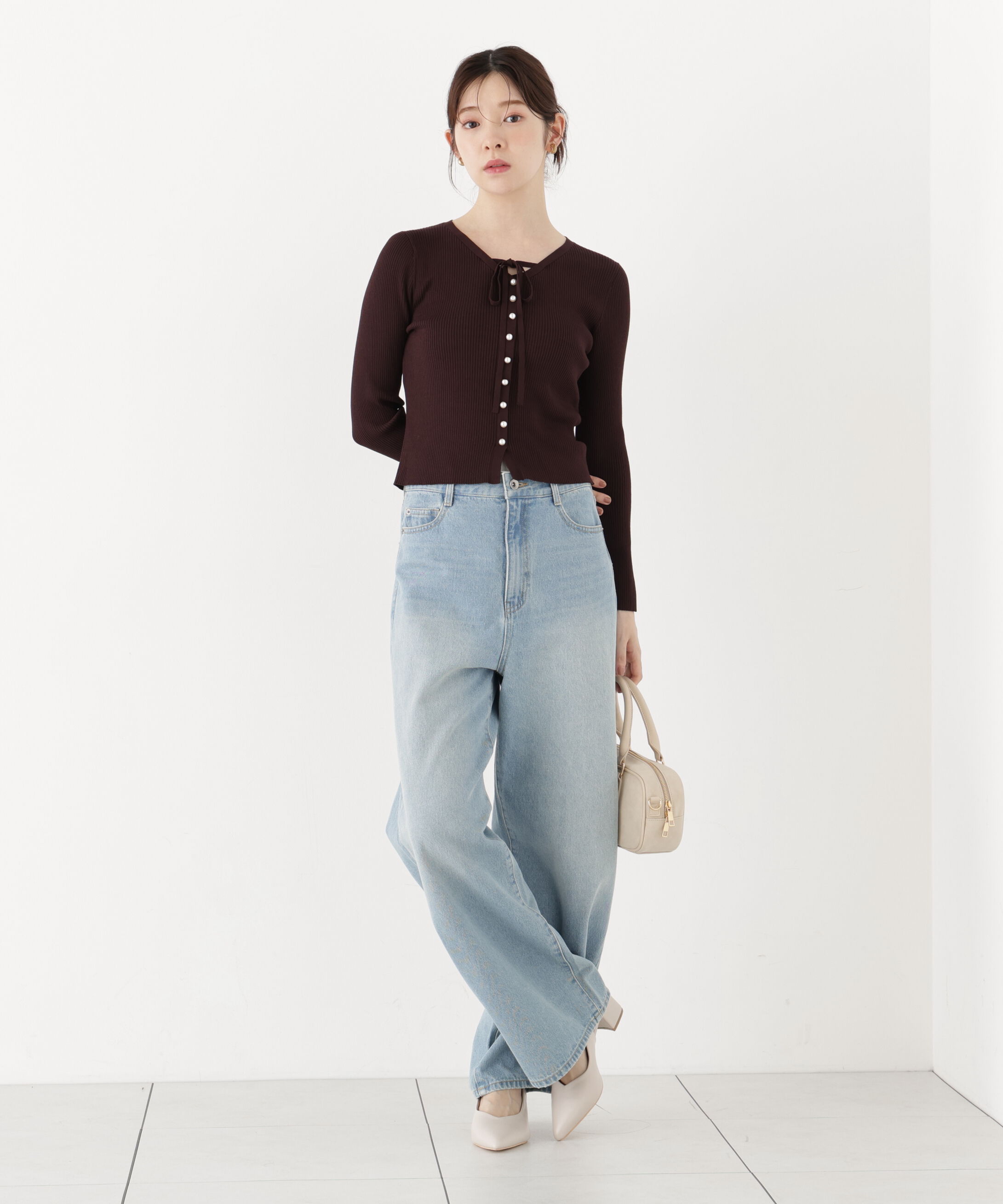 PROPORTION BODY DRESSING「パール付きリボンニット」|ニット・セーター|