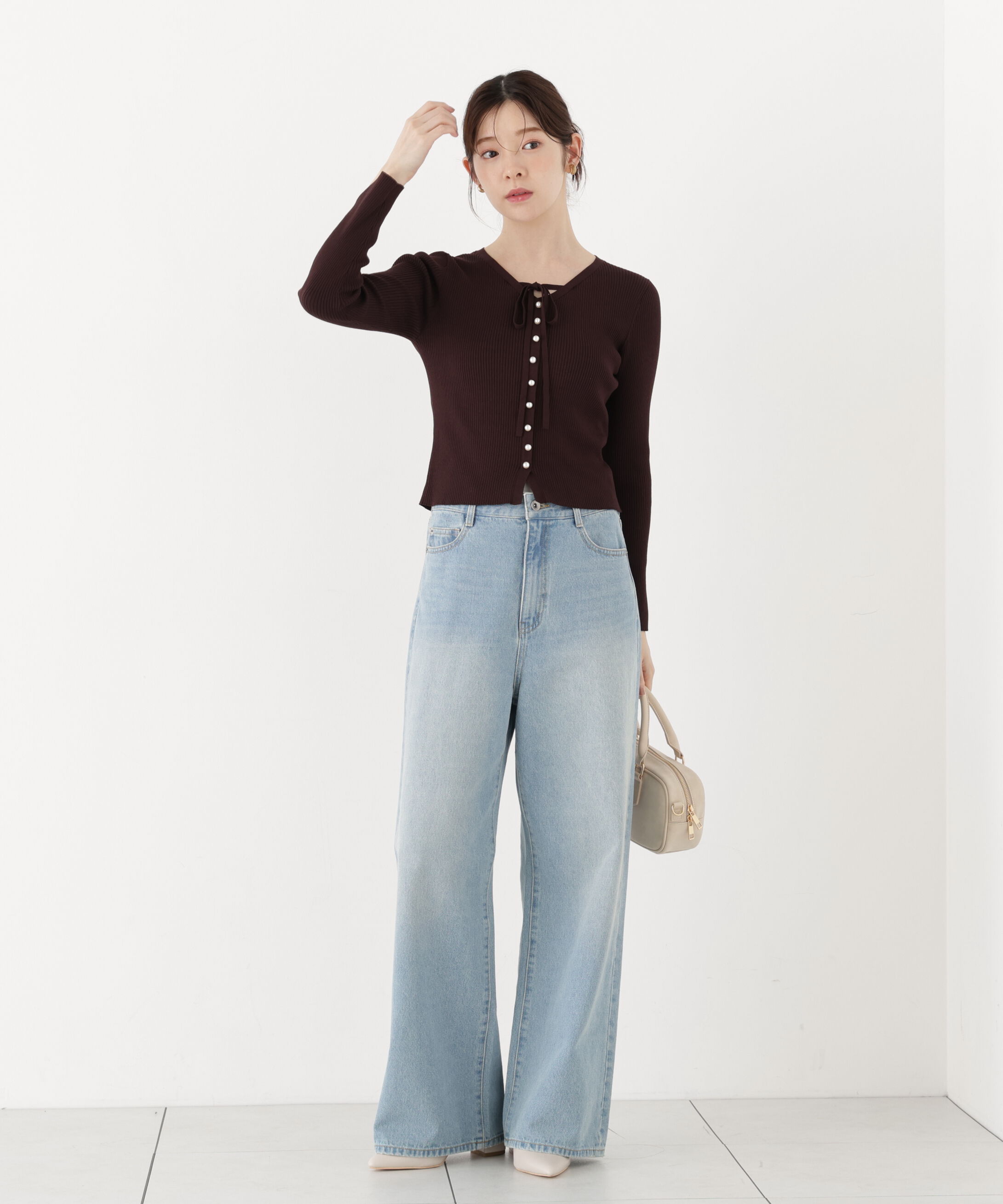 PROPORTION BODY DRESSING「パール付きリボンニット」|ニット・セーター|
