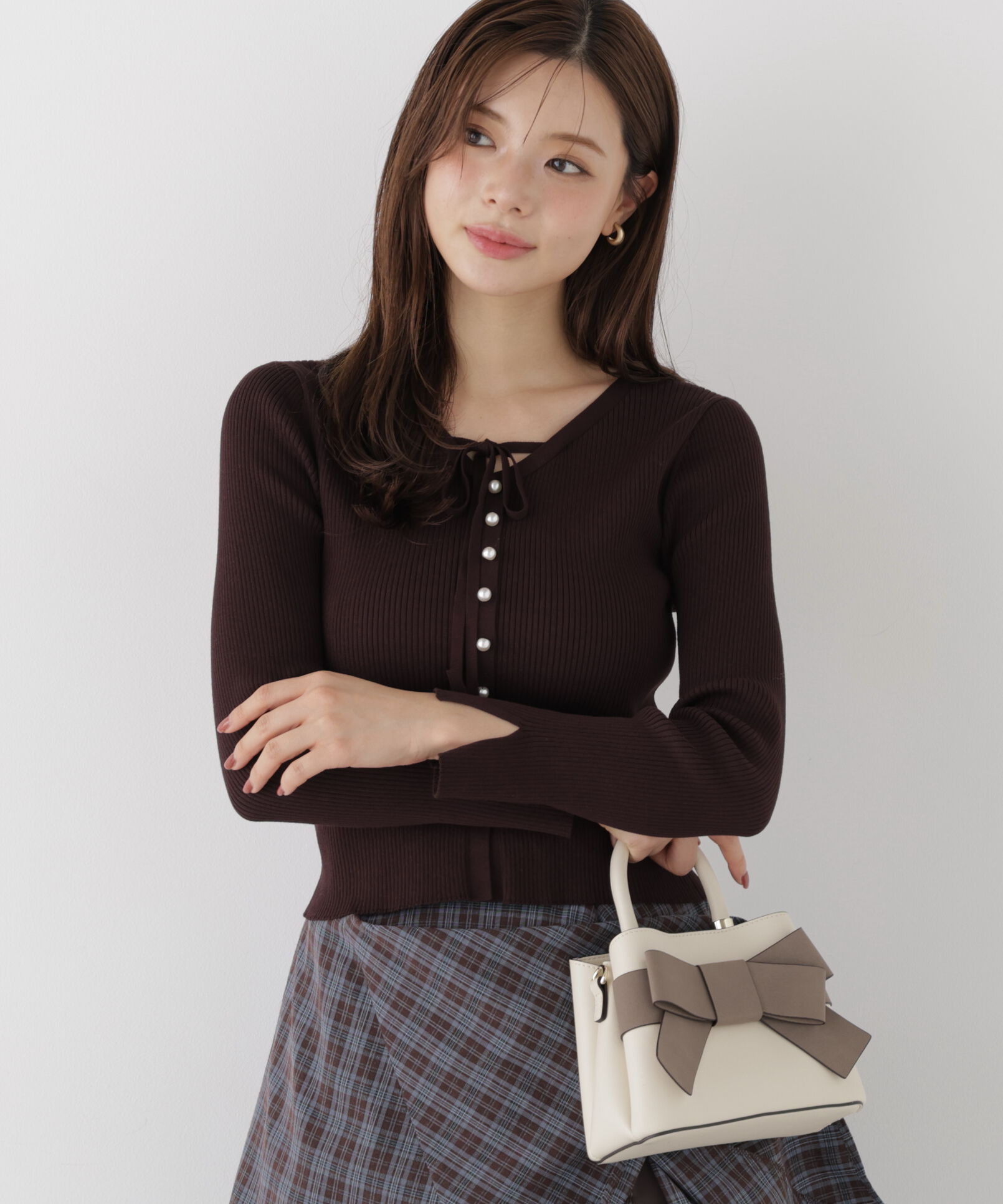 PROPORTION BODY DRESSING「パール付きリボンニット」|ニット・セーター|
