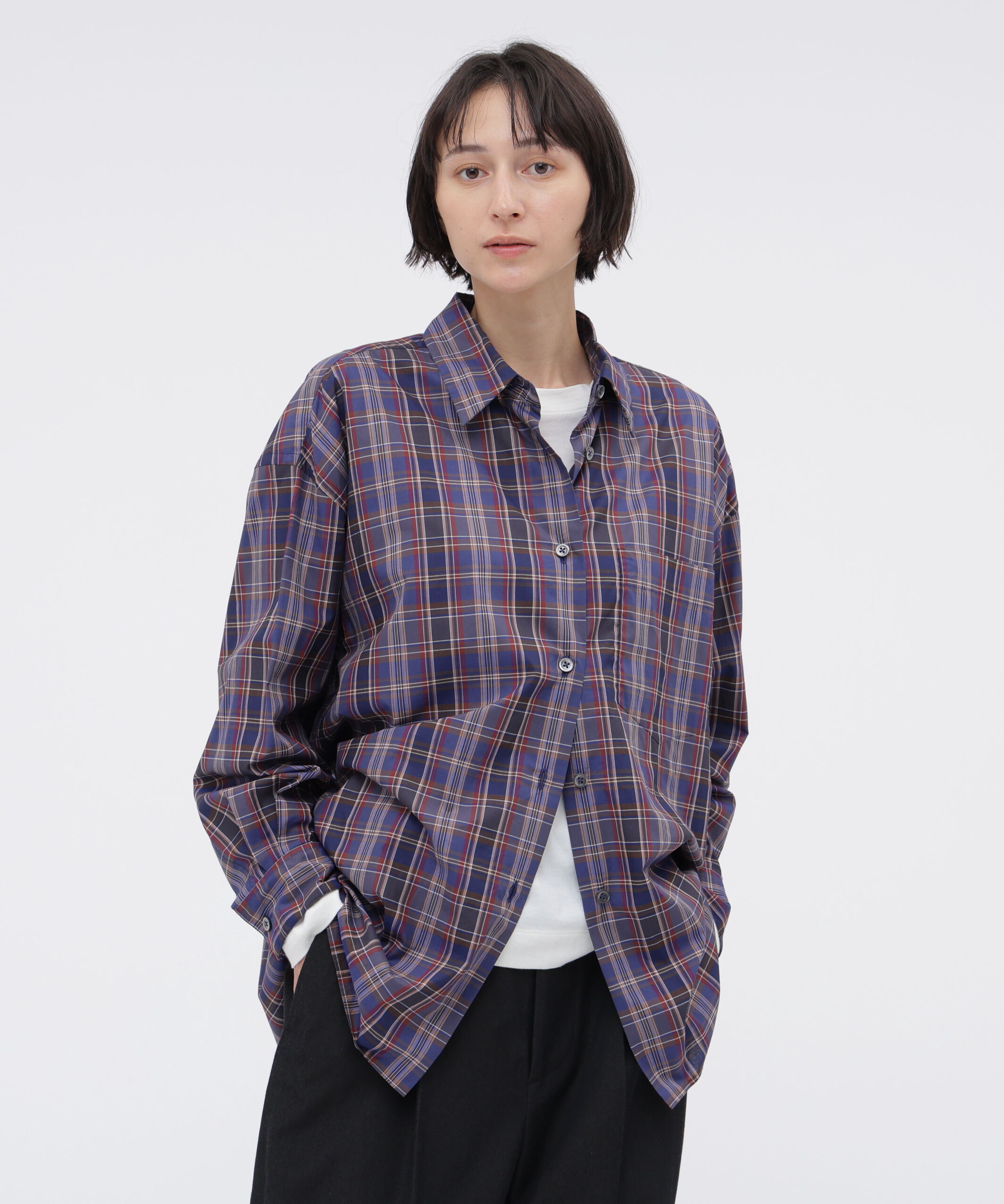  「MULTI CHECK COTTON SHIRT」|シャツ・ブラウス|BLUE
