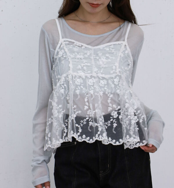 archives「刺?レースペプラムビスチェ&times;シアーカットＴＯＰＳ」|カーディガン|