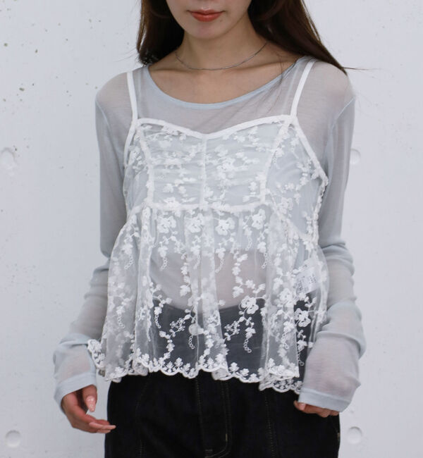 archives「刺?レースペプラムビスチェ&times;シアーカットＴＯＰＳ」|カーディガン|