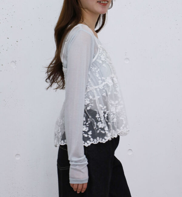 archives「刺?レースペプラムビスチェ&times;シアーカットＴＯＰＳ」|カーディガン|