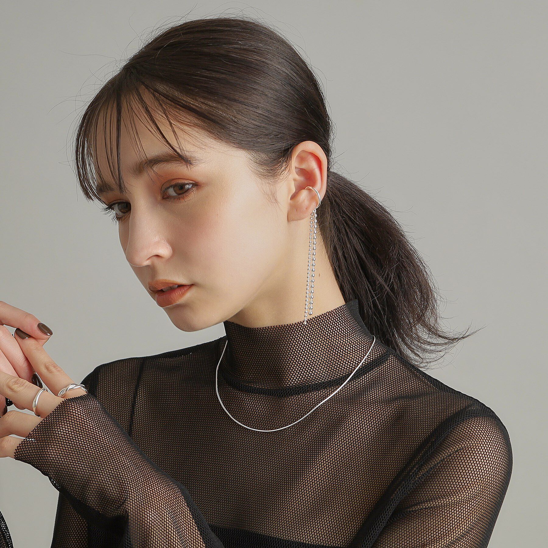 COCOSHNIK ONKITSCH「シルバー ボールチェーン イヤーカフ」|イヤーカフ|