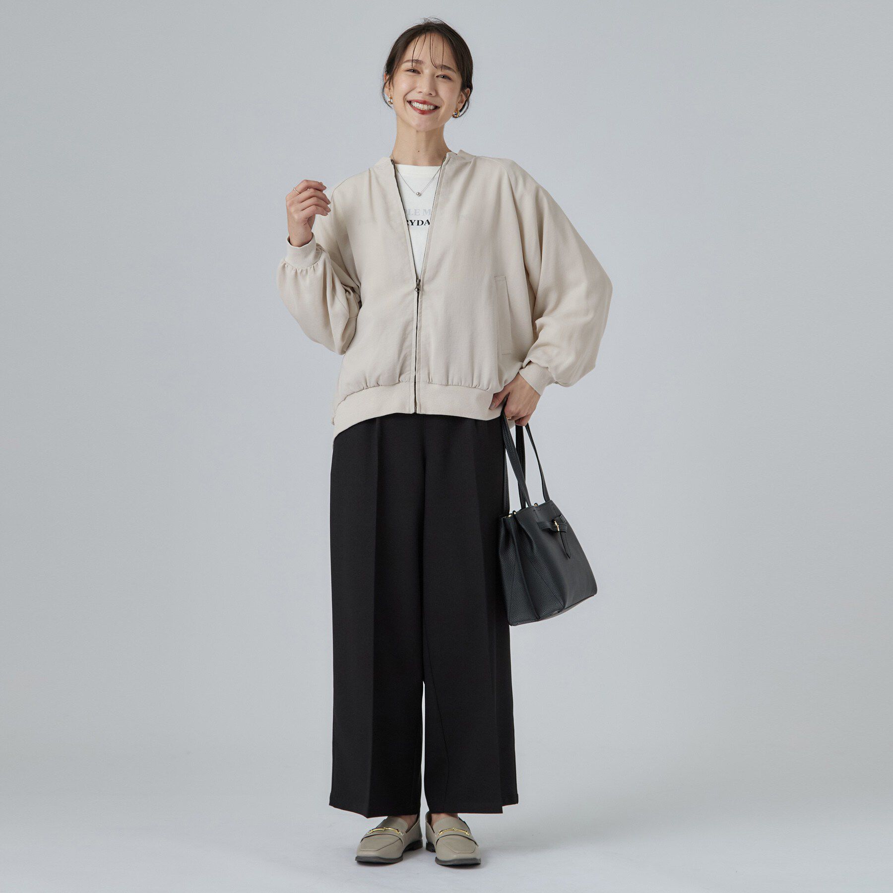 SHOO･LA･RUE「【S-LL】洗濯後しわになりにくい 麻調リブブルゾン」|ブルゾン・スタジャン|