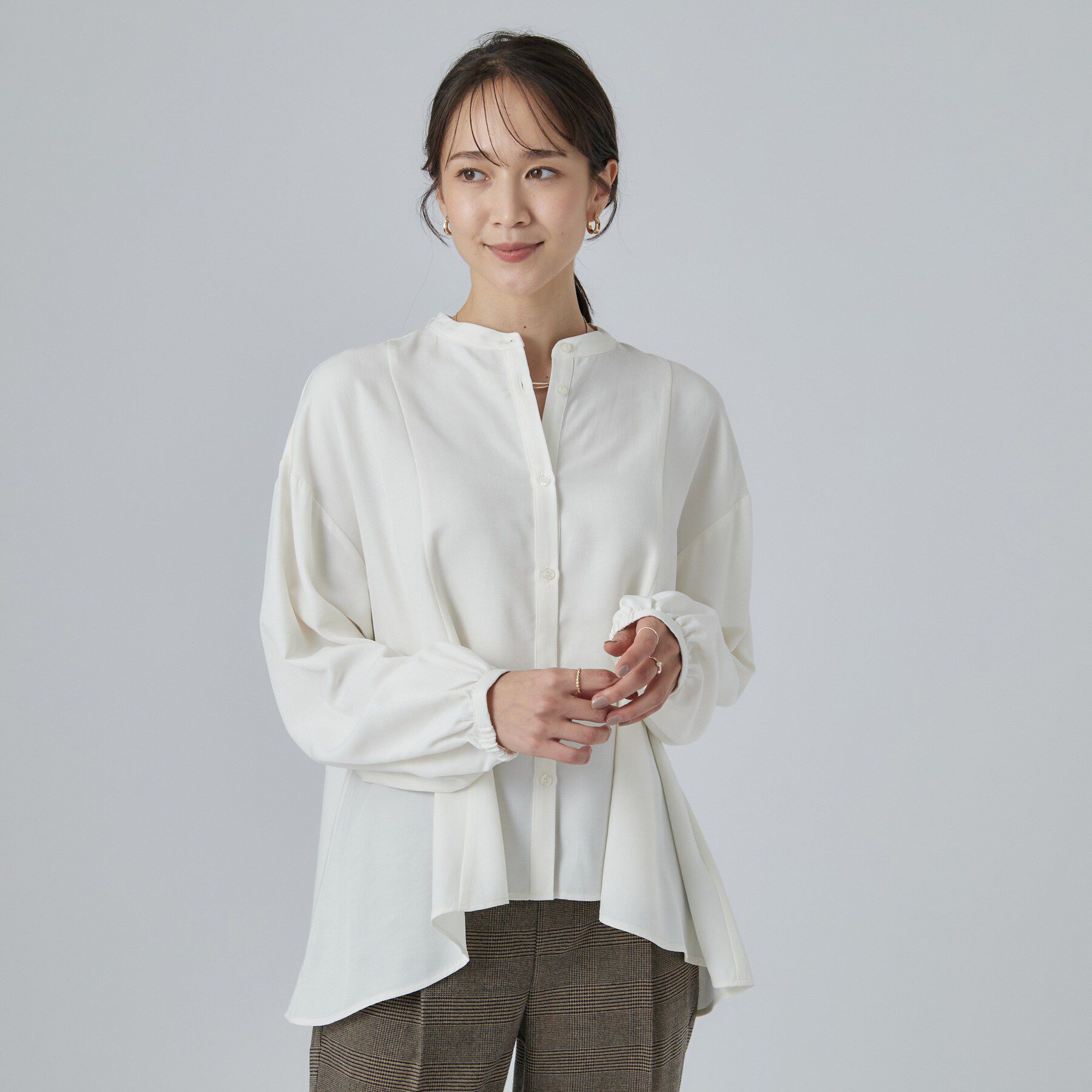 SHOO･LA･RUE「配色取り外しリボン付きフレアブラウス」|シャツ・ブラウス|