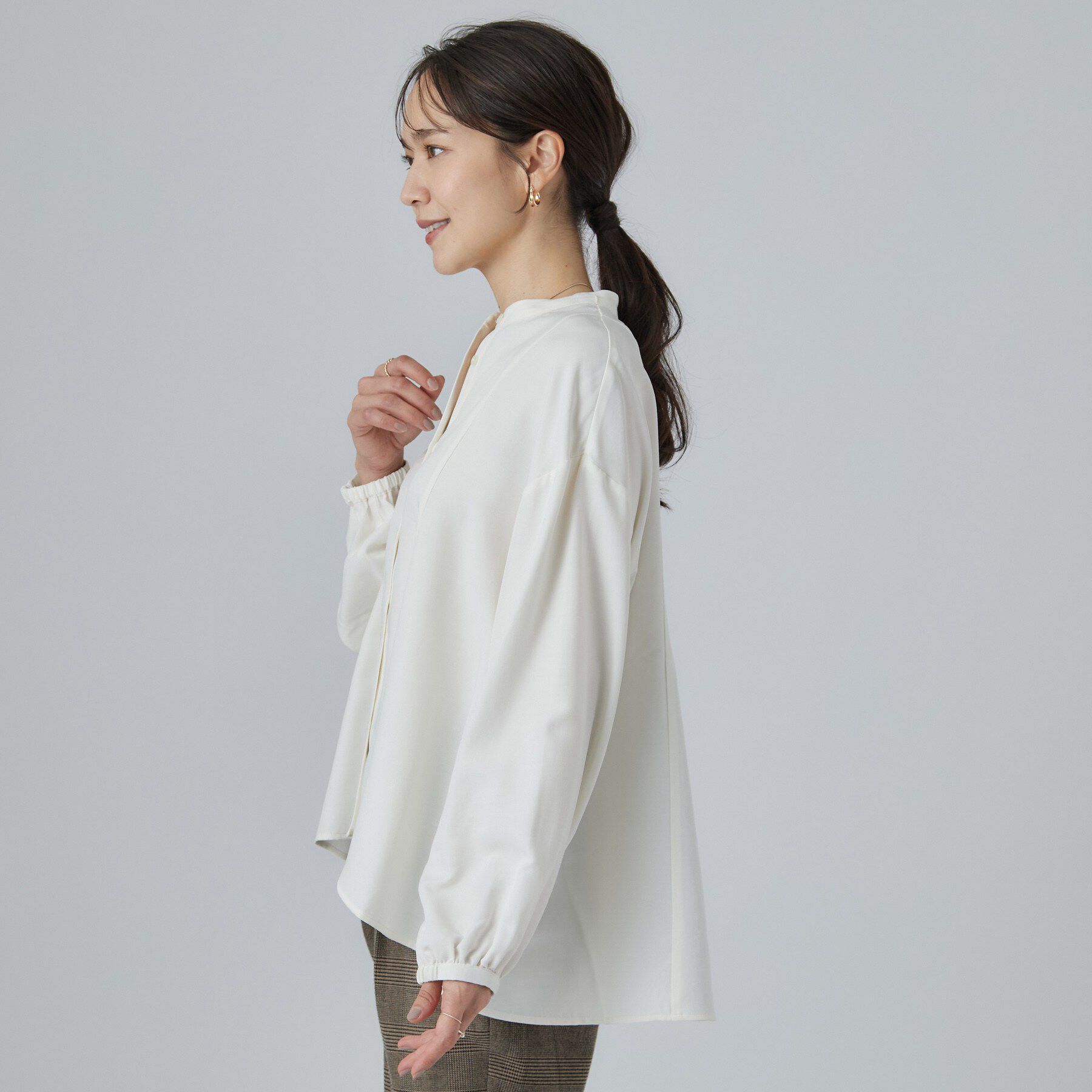 SHOO･LA･RUE「配色取り外しリボン付きフレアブラウス」|シャツ・ブラウス|