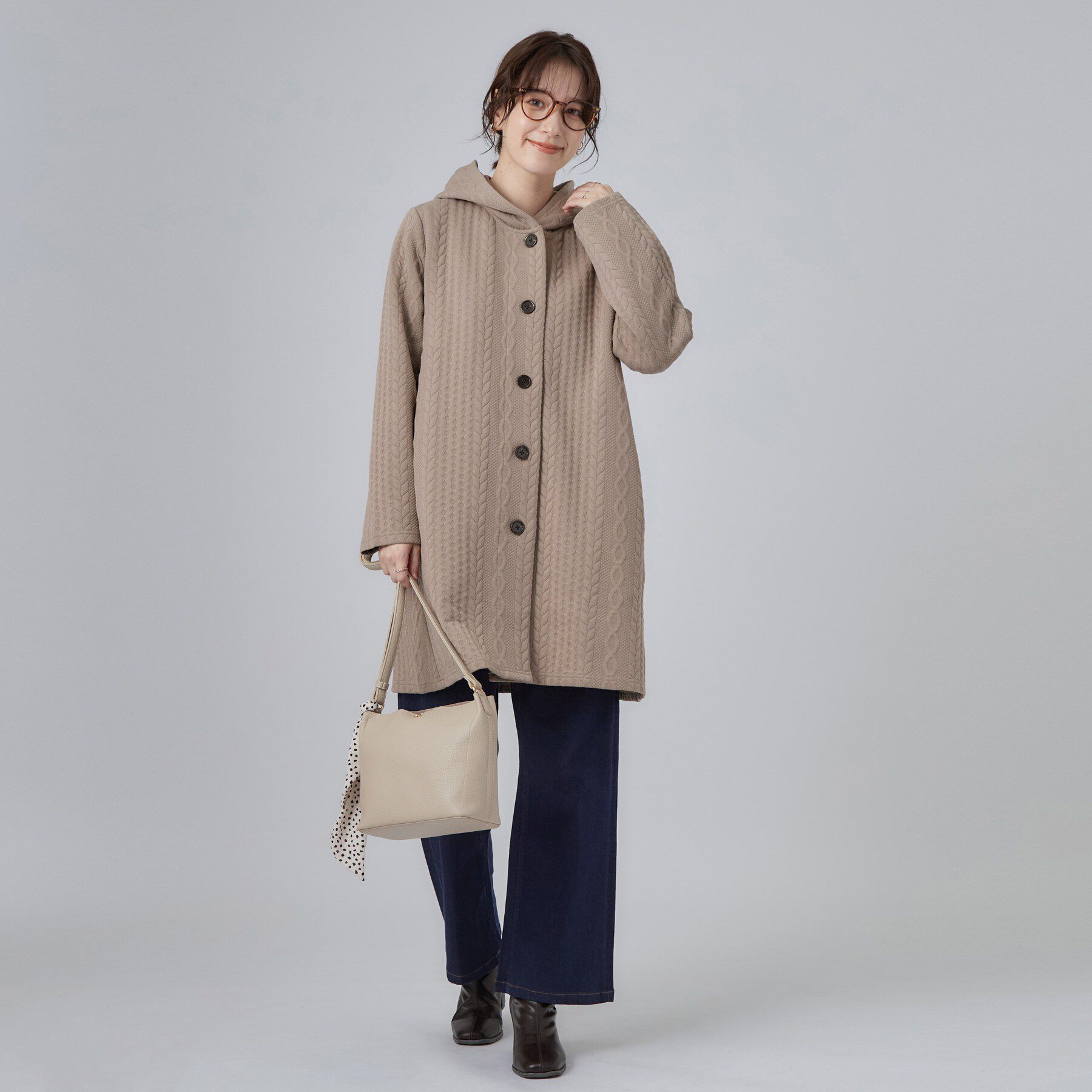 SHOO･LA･RUE「【S-LL/ゆるシルエット】体型カバーしながらスマートに魅せる ラインジャカードコーディガン」|カーディガン|