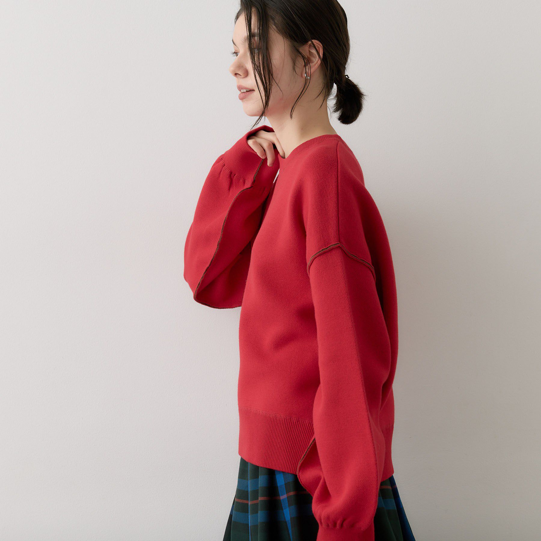 Dessin「【洗濯機OK/XS-L】配色リバーシブル コットンジャカード クルーネックニット」|Tシャツ・カットソー|