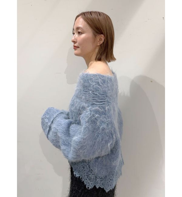 LAGUNAMOON「レースヘムフラッフィーオフショルニット」|ニット・セーター|