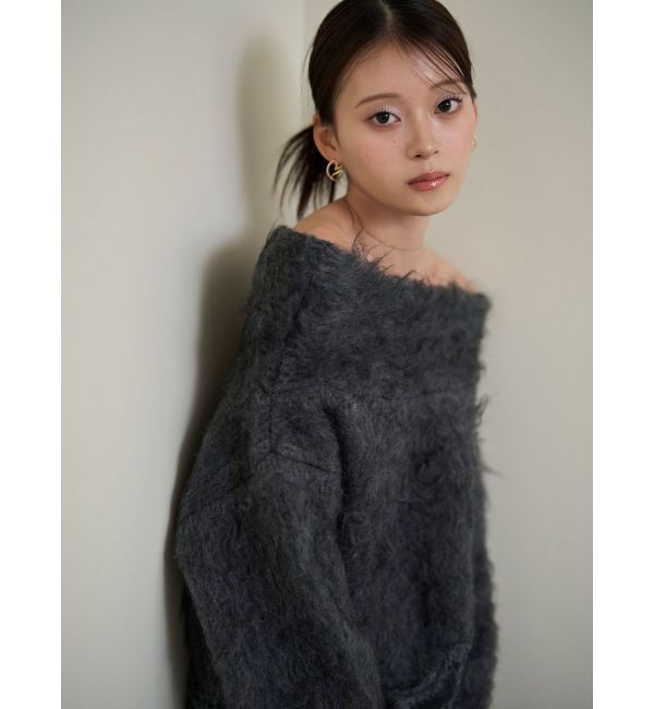 LAGUNAMOON「レースヘムフラッフィーオフショルニット」|ニット・セーター|