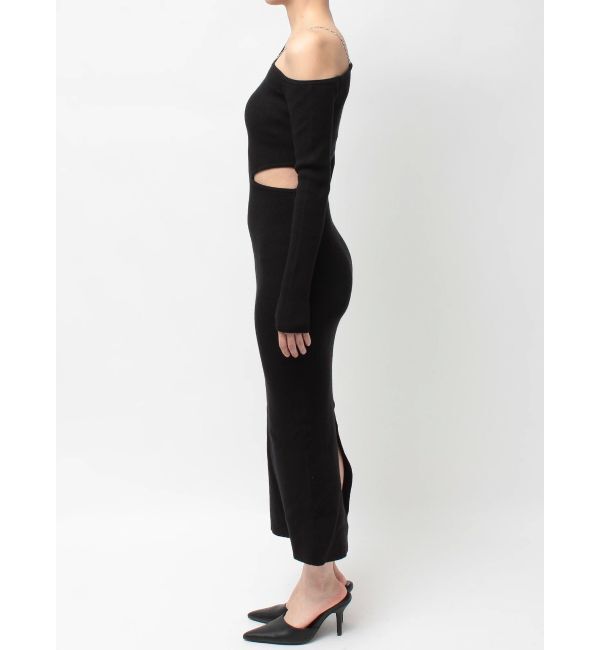 GYDA「GG CHAIN LEFT OPEN LONGニットワンピース」|ワンピース|