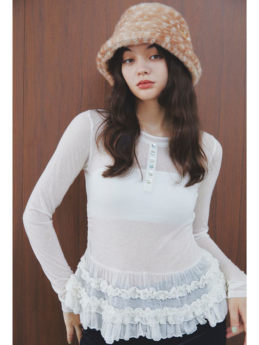 FURFUR「裾フリルジャージートップス」|Tシャツ・カットソー|