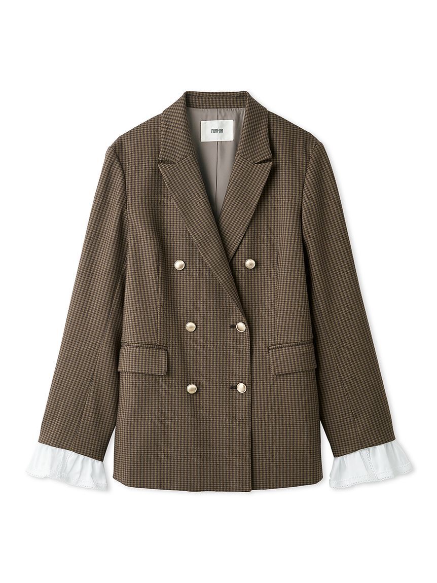 FURFUR「2WAYフリルカフスダブルブレストジャケット」|テーラードジャケット|