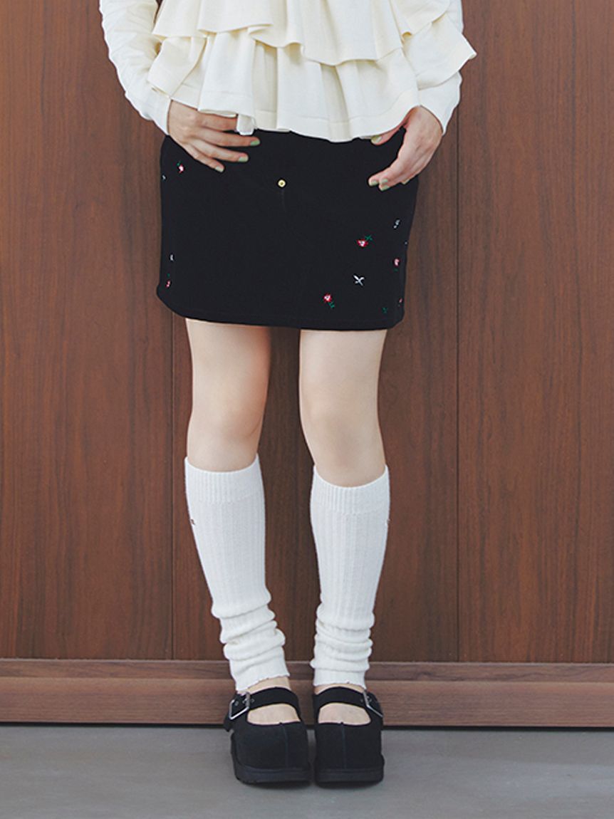FURFUR「フラワー刺繍ミニスカート」|スカート|BLK