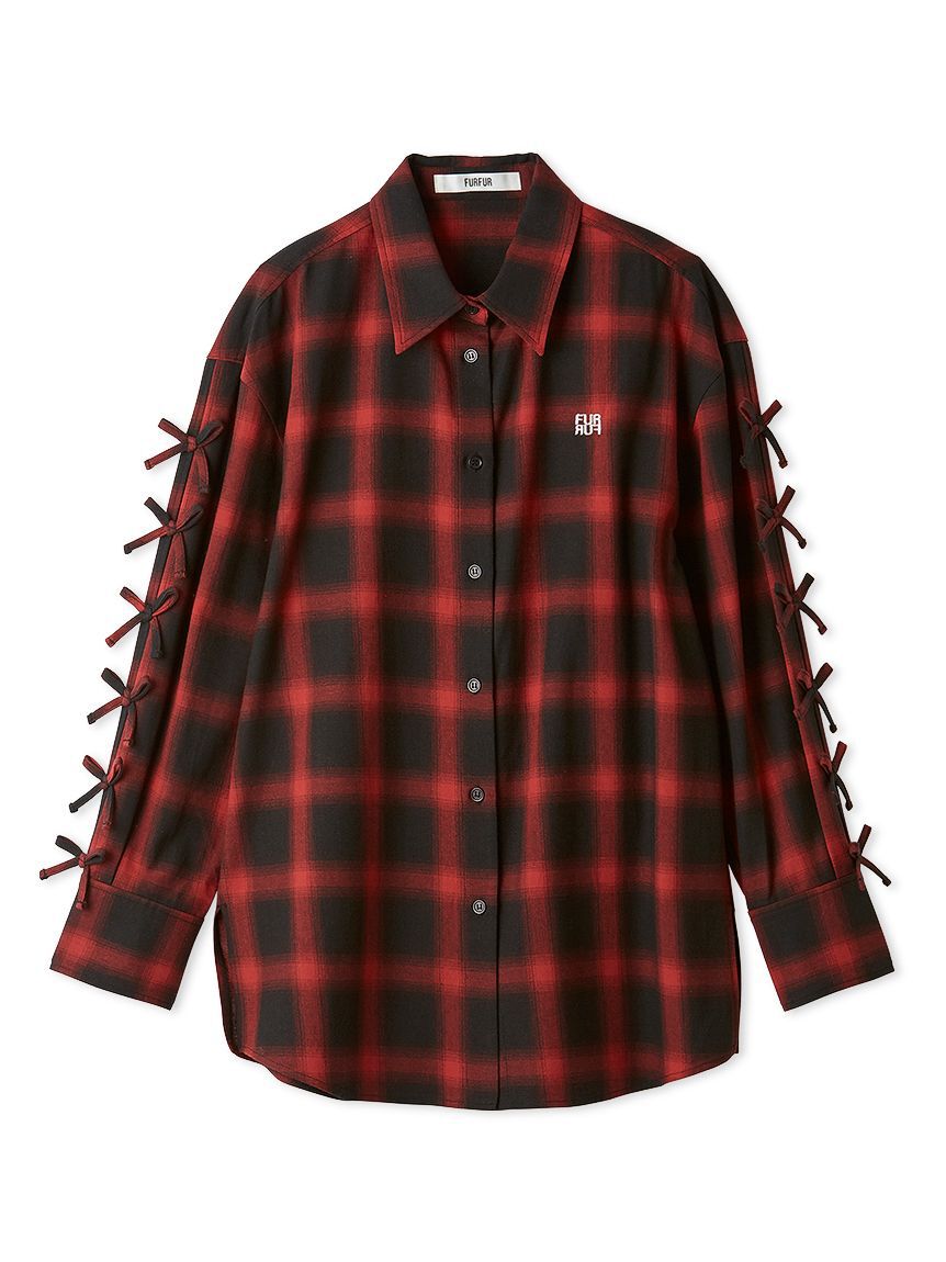 FURFUR「リボンスリーブメンズライクシャツ」|シャツ・ブラウス|RED