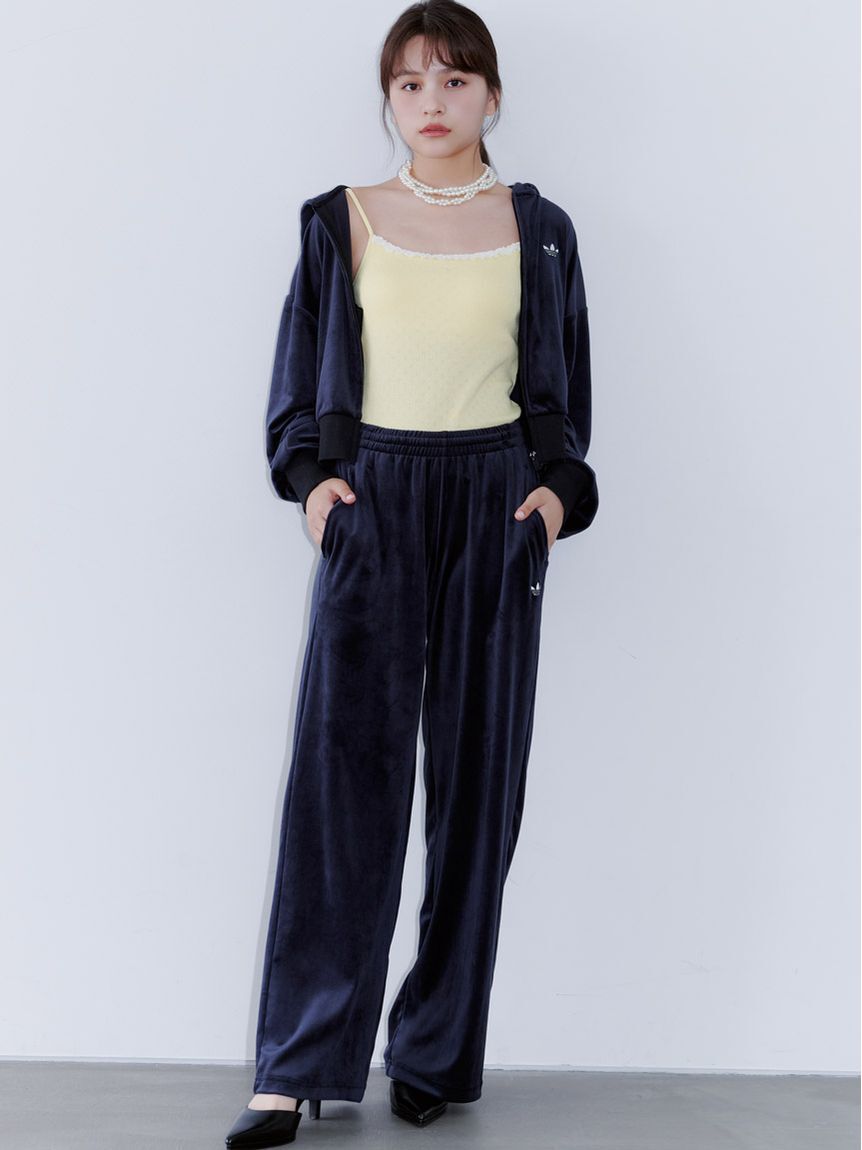 SNIDEL「【adidas Originals】ESS VELOUR PANT /エッセンシャルズ ベロアパンツ」|チノ|BLK