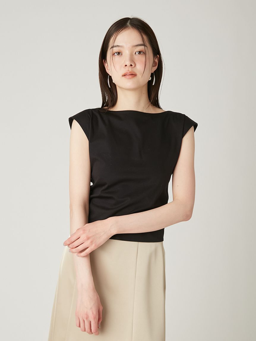 FRAY I.D「前後2wayチェーン付ドレープカットブラウス／ウォッシャブル・接触冷感」|Tシャツ・カットソー|