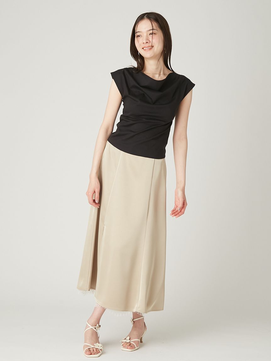 FRAY I.D「前後2wayチェーン付ドレープカットブラウス／ウォッシャブル・接触冷感」|Tシャツ・カットソー|