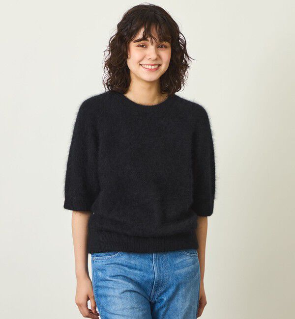MACKINTOSH PHILOSOPHY「GREY LABEL ウールファーハーフスリーブニット」|ニット・セーター|ブラック