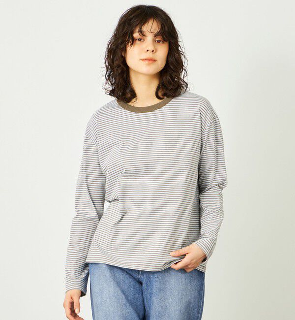 MACKINTOSH PHILOSOPHY「GREY LABEL ボーダー長袖」|ニット・セーター|ライトブルー