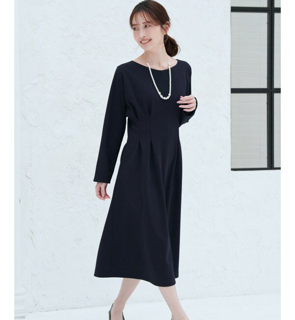 IKKA LOUNGE「カットジョーゼットタックワンピース」|ドレス|