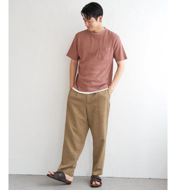 ikka「【雑誌MonoMax5月号掲載】メランジワッフルポケ付きフェイクTシャツ」|Tシャツ・カットソー|