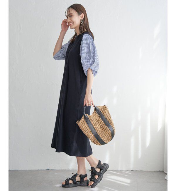 ikka「袖切り替えカットワンピース」|ワンピース|