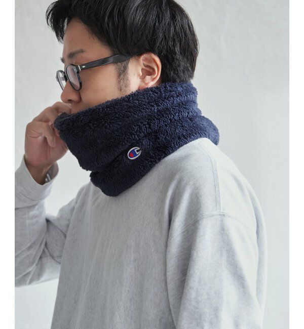 ikka「Champion チャンピオンファーネックウォーマー」|マフラー|ネイビーブルー
