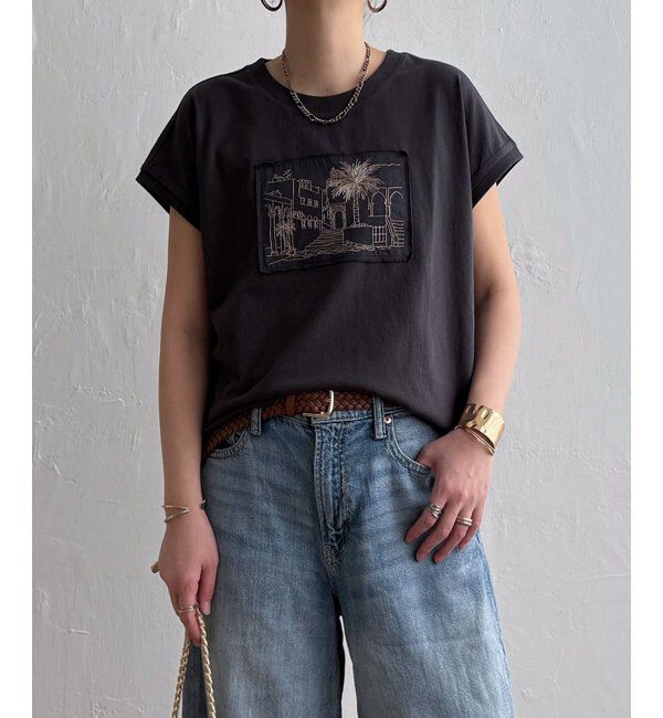 Lbc with Life「冷感フレンチスリーブ刺繍Tシャツ」|その他|