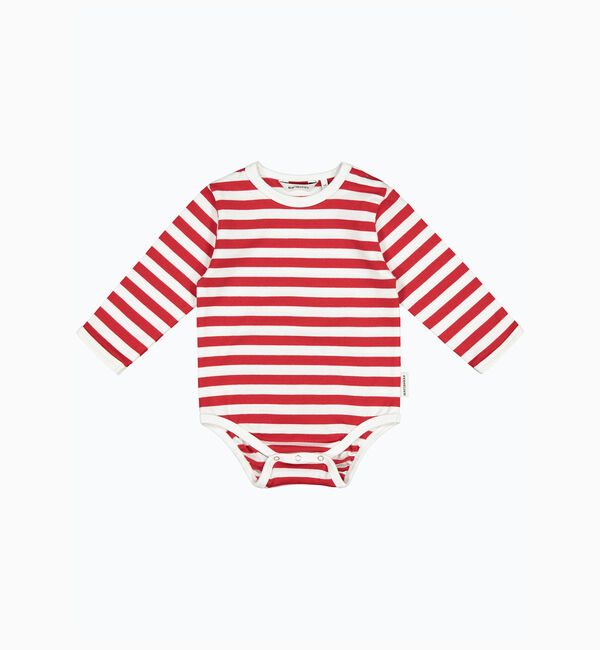 Marimekko「[kids] Vinde Tasaraita ロンパース」|その他|レッド&times;ホワイト