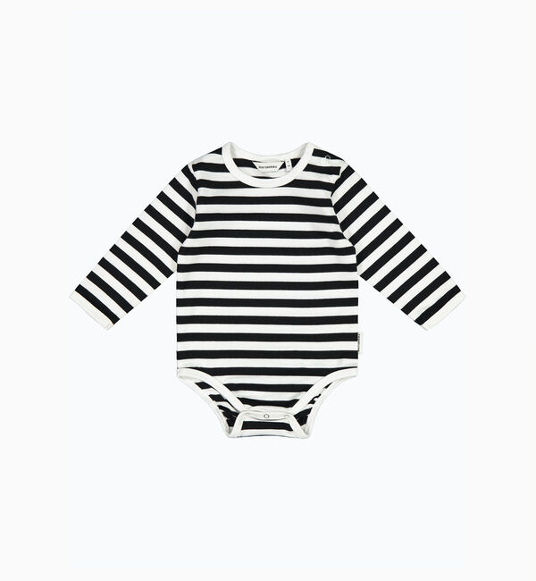 Marimekko「[kids] Vinde Tasaraita ロンパース」|その他|ブラック&times;ホワイト